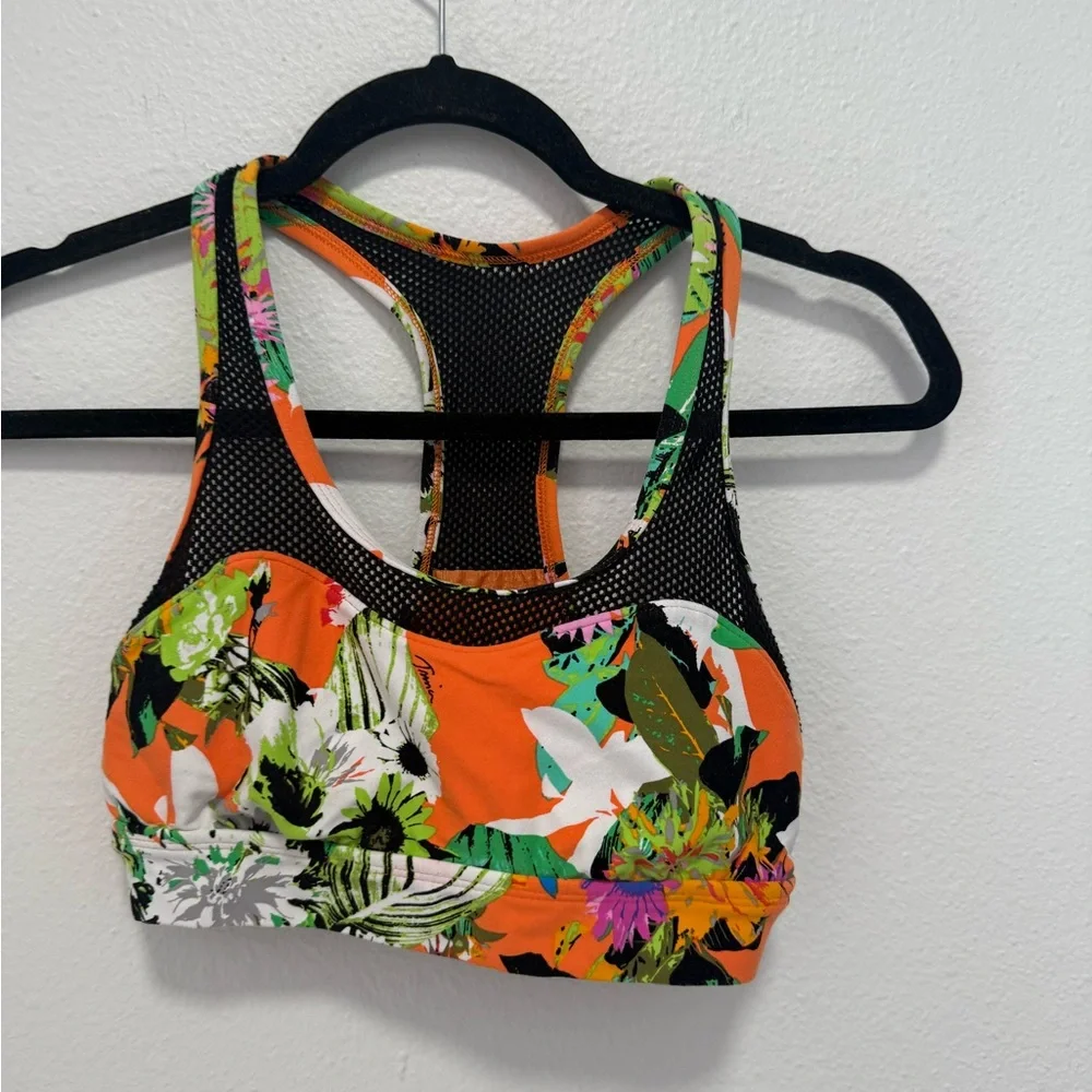 Trina Turk Orange and Black Mesh Sports Bra Size X small - Picture 2 of 5
